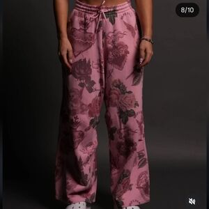 Darc Sport Rose Print Wide Leg Pants